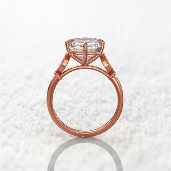 Rose gold Crystal square Shaped Wedding Ring - Picture 4 of 5